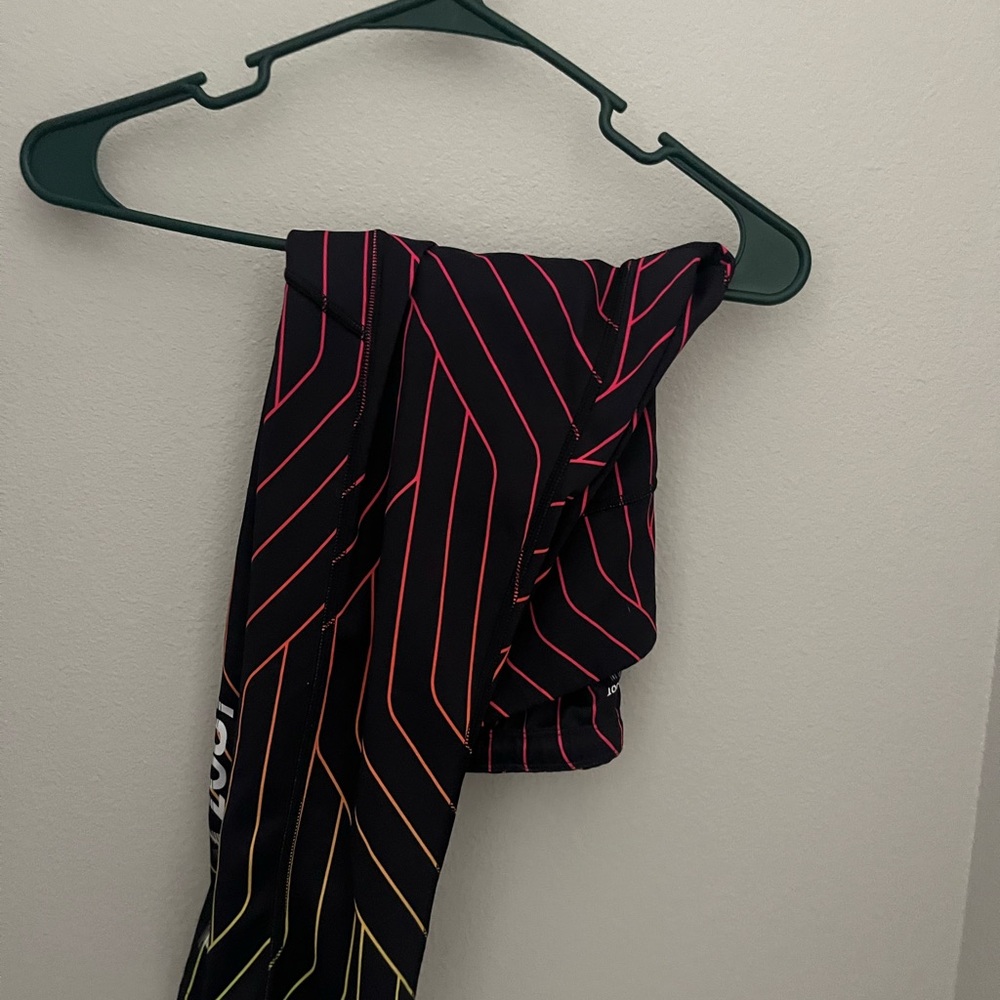 Striped Black Leggings with Multicolor Accents